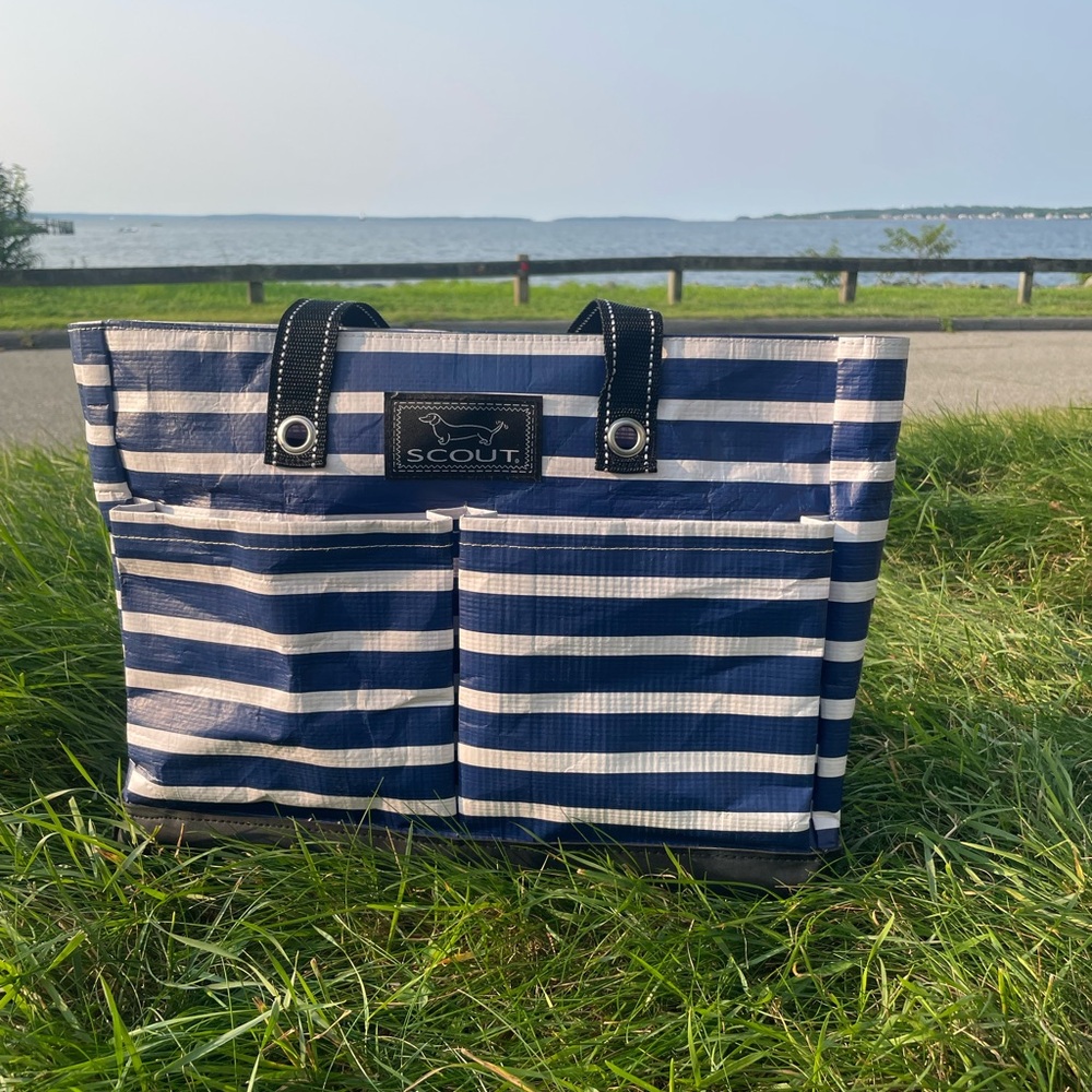 Scout Navy and White Striped Tote Bag